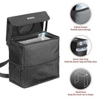 Ryhpez Car Trash Can with Lid - Car Accessories for Women Men, Vehicle Trash Bin Storage Bag, Truck Garbage Can Foldable with Metal Rack Support for Back Seat Hanging (2.4 Gallon/9L)