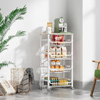 NiuYichee 5-Layer Fruit Basket Kitchen Food Storage Organizer and Storage Rack, Stackable Storage cart with Desktop, Pull-Out