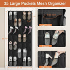 FENTEC 35 Large Pockets Over The Door Shoe Organizer, Mesh Hanging Shoe Organizer Shoe Rack for Closet Mesh Closet Shoe Holde