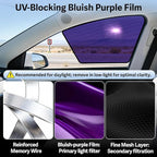 ZATOOTO Tesla Model Y Juniper 2020-2026 Front Window Shade for Driver & Passenger, Bluish-Purple Static Cling Car Window Shades | Block Harsh Sunlight | Sun Shade UV Blocker with Storage Bag