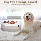 Optish Dog Toy Basket, Toy Box and Bin for Dog Cat Storage, 19.7" X 11" X 7.9" (30L) Large Woven Rope Basket for Blanket Stor