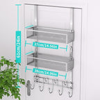 HapiRm Over The Door Hanger with Coat Hooks and 2 Baskets, Rustproof & Waterproof Over The Door Hooks, Storage Organizer for 