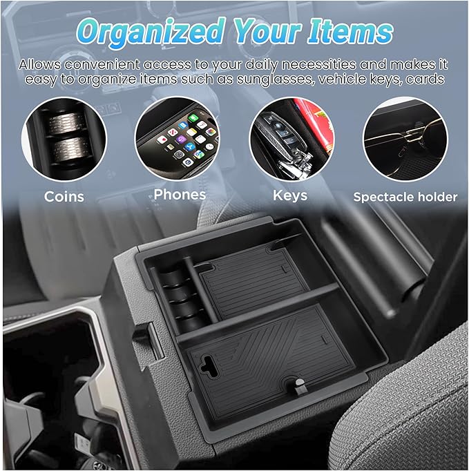 Center Console Organizer Compatible with 2025-2026 Toyota 4Runner (6th Gen) Interior Accessories, Cup Holder, Armrest Organizer Tray and Hidden Storage Box