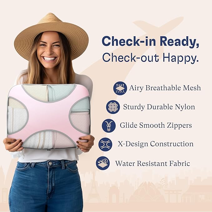 Shacke Packing Cubes for Travel 5 Set - Premium Luggage Organizer Bags - Versatile Travel Organizer for Women and Men - Optim