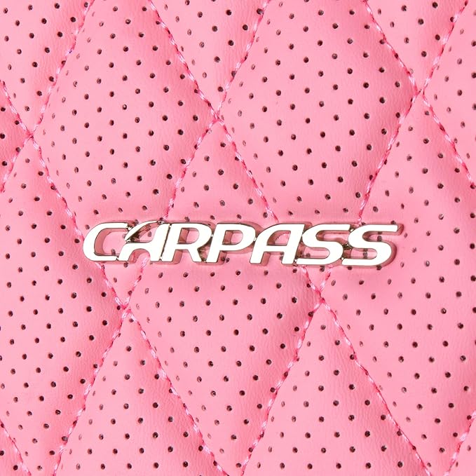 CAR PASS Bling Pink Nappa Leather Car Seat Covers for Front Seats, Waterproof Heavy-Duty Anti-Slip, Universal Fit for 95% Aut