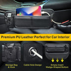 2 Pack Car Seat Gap Filler Organizer for SUV Truck Universal PU Leather Storage Box with Seats Belt Holder Automotive Consoles Side Gaps Small Things Catcher Auto Essentials Accessories for Women Men