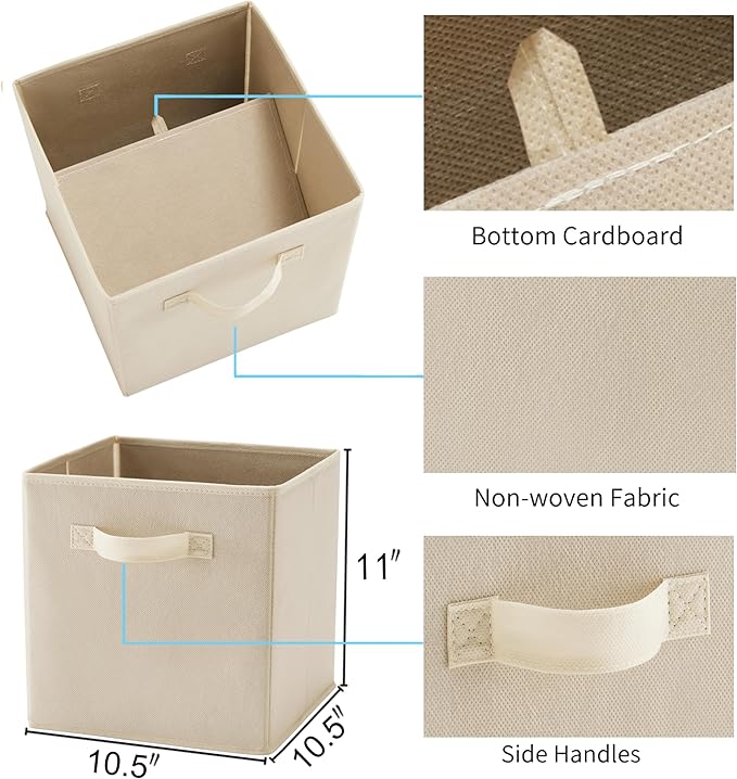 MAX Houser Fabric Cloth Storage Bins,Foldable Storage Cubes Organizer Baskets with Dual Handles for Home Bedroom Storage,Set 