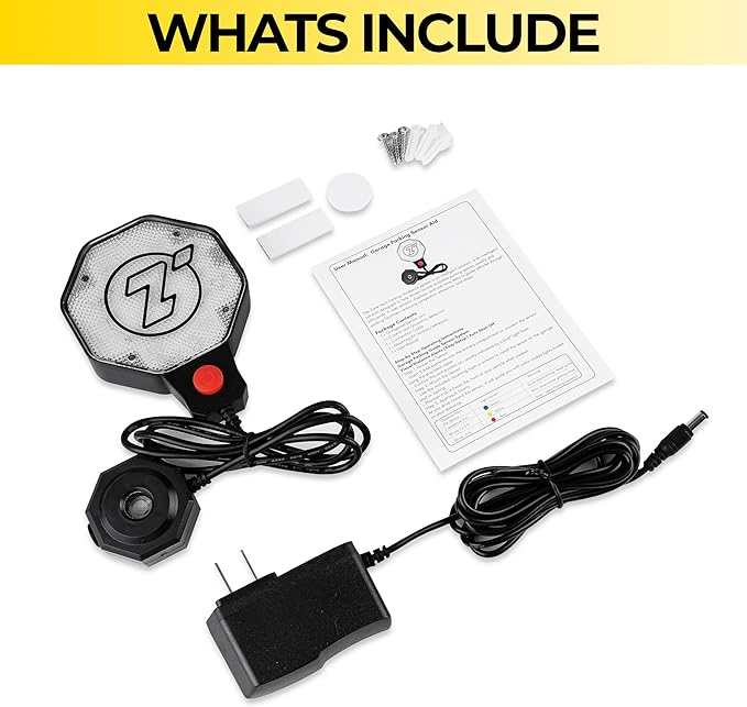 ZONETECH Garage Parking Sensor Ultrasonic Car Parking Stopper for Garage with Red/Yellow/Green LED Indicators –Adjustable Sto