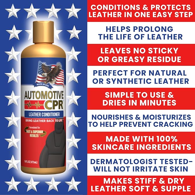 Leather Conditioner 16 oz — Premium Moisturizing Treatment for Car Seats and Leather Trim — Non-Greasy Or Sticky Formula Help