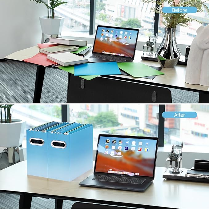 Oterri Cardboard File Organizer Box for Hanging File Folders Letter Size,File Box for Computer Desk,File Cabinet,Working Home