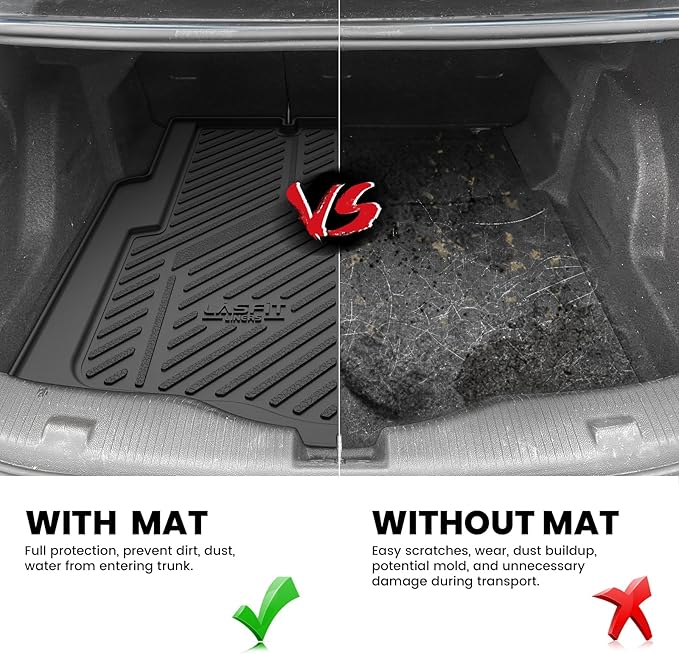 LASFIT Trunk Mat for Chevrolet Chevy Cruze 2016-2020 (Not for 2016 Cruze Limited), Only Fit Cargo with Spare Tire, All Weather TPE Custom Fit Cargo Mat Trunk Liner (Fit Sedan, Not for Hatchback)
