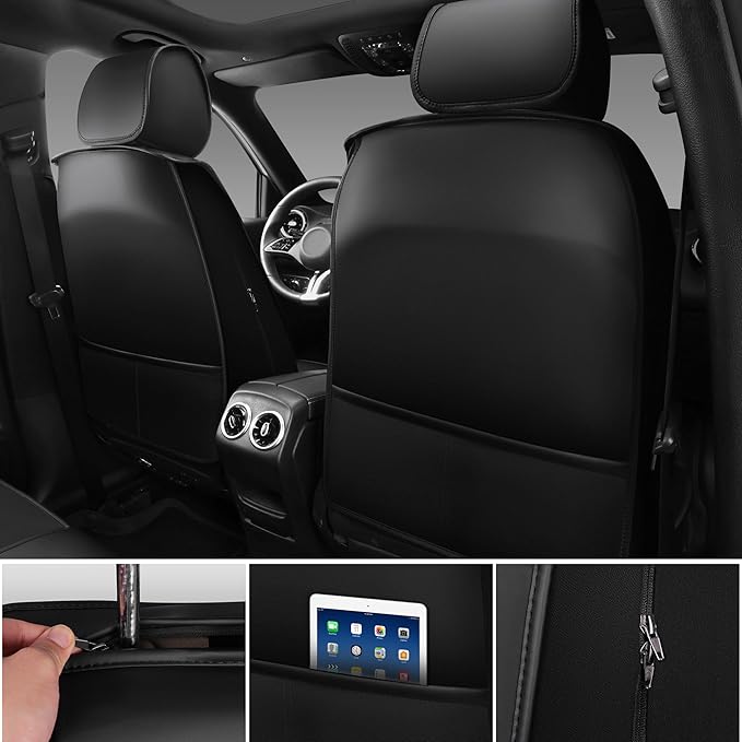 CAR PASS Nappa Leather Car Seat Covers Full Set, Luxury Seat Protector for Cars, Waterproof Anti-Slip Car Seat Cushion Armres