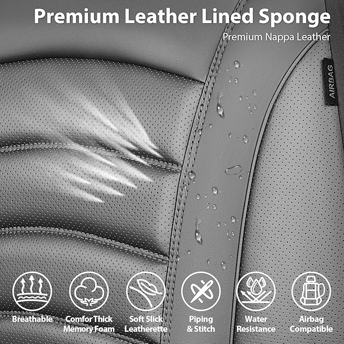 CAR PASS 3D Foam PU Leather Car Seat Covers, Universal Seat Covers Front 2 for Trucks SUV Sedan Automotive Seat Covers Armres