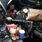 EcoNour 4 in 1 Car Steering Wheel Tray - 2026 Upgraded Tray with Dual Sauce Dip Holder and Tablet Holder | Spacious Steering Wheel Desk for Food and Laptop | Car Accessories (Large)
