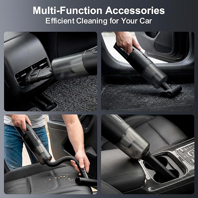 Handheld Vacuum Cordless, 5-in-1 Car Vacuum Portable Cordless 30 Mins Rapid Rechargeable Hand Vacuum Brushless Motor 19000Pa 