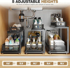 2-Pack 21.3 IN Depth Under Sink Organizer With Next-Gen Ball-Bearing Slides,Sophisticated Mesh 2-Tier Pull Out Shelf for Kitc