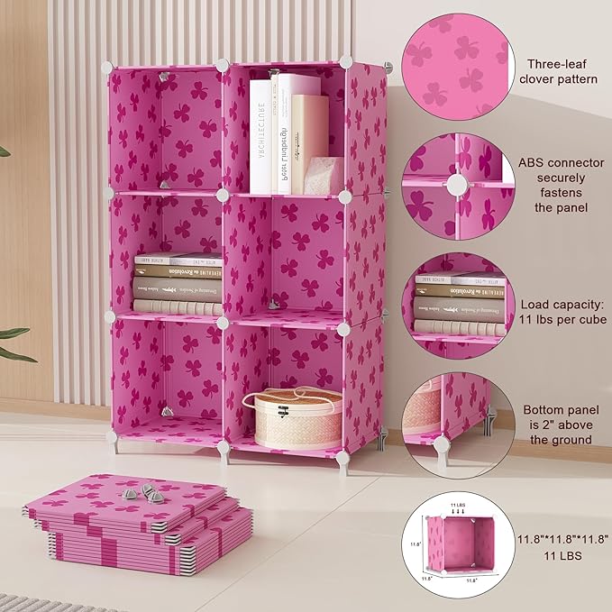 UNKU Cube Storage Organizer, 10 Cube Closet Organizer Storage Shelves, DIY Stackable Bookcase, Clothes Organizer Shelf for Cl