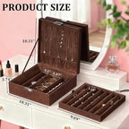 BEWISHOME Jewelry Boxes for Women, 2-Layer Necklace Organizer Box, Modern Style Jewelry Organizers and Storage with Removable