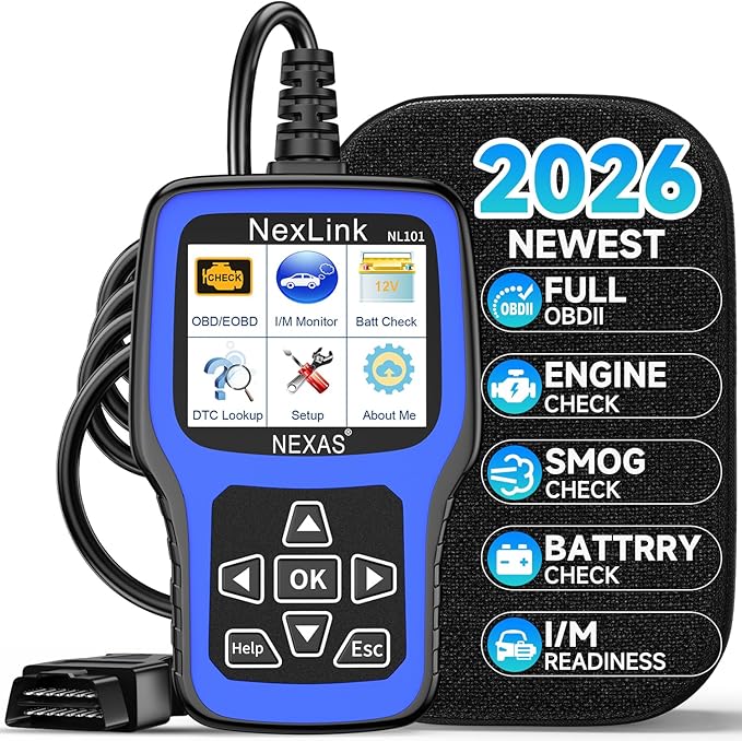 NEXAS NL101 OBD2 Scanner with Battery Tester - Check Engine Code Reader, Car Diagnostic Scanner with Live Data, Freeze Frame,