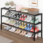SAN HE Long Shoe Rack-Shoe Organizer 3 Tier Shoe Rack for Closet Front Door Entryway Garage, Stackable Free Standing and Free