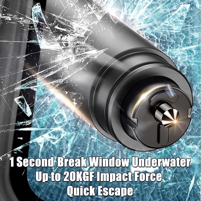 4 Pack Safe Hammer Glass Breaker Underwater, 2-in-1 Car Safety Hammer Window Breaker and Seatbelt Cutter, Car Accessories, 1s