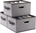 PRANDOM Fodable Storage Bins for Closet [3-pack] Decorative Fabric Storage Baskets Cubes with Leather/Metal Handles for Shelv