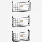 Simple Houseware Grid Single Pocket Wall Mount File Holder with Tag Slots, 3 Packs, Black