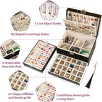 BOOVO Earring Jewelry Box For Women Girl Stud Organizer, 5 Layers Girl Jewelry Organizer Box With Lock Earring Holder Organiz