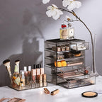 Sorbus Acrylic Makeup Organizer Set, 6-Drawer Vanity & Countertop Cosmetic Storage with Small & Wide Compartments, Black-Tint