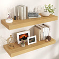 Floating Shelves for Wall, 36" W x 12" D x 2" H, 2 Pack of Long Wall Mounted Engineered Wood Shelves with Invisible Brackets 
