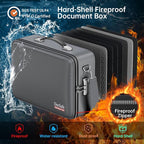 DocSafe Fireproof Document Box with Lock＆Shoulder Strap,Hard Case File Organizer with Accordion File Folder,Multi-Layer Porta