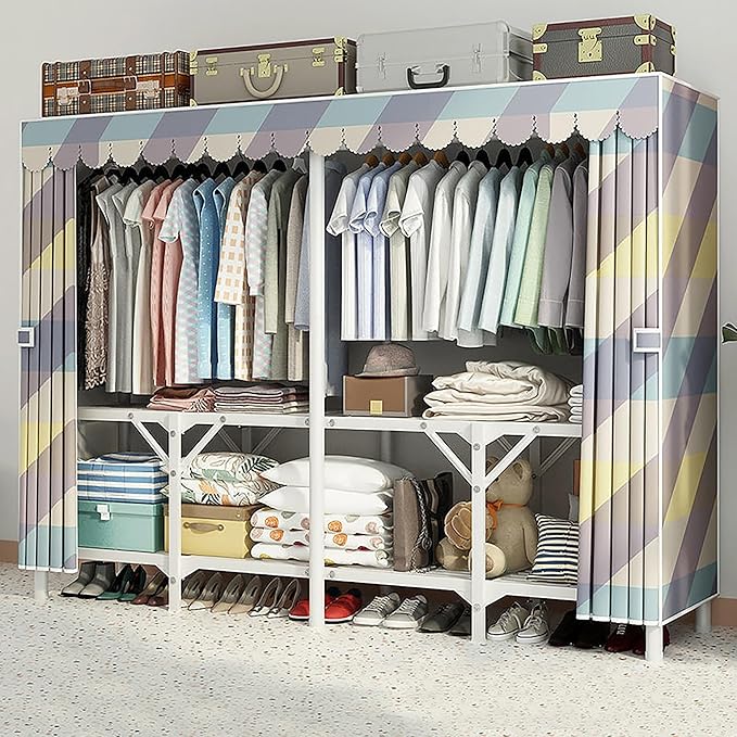 Portable Wardrobe Closet For Hanging Clothes, Installation-free Wardrobe, One-piece Folding Design,closet Organizer System,wa