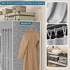FPIGSHS 66.1in Heavy Duty Clothes Rack with Cover Foldable Covered Clothes Rack for Hanging Clothes portable Wardrobe Closet 