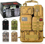 Universal Tactical Seat Back Organizer Vehicle Molle Panel Organizer Storage Bag with 5 Detachable Molle Pouch, Khaki