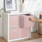 StorageWorks Pink Storage Cubes, 13x13 Storage Cube Bins with Handle, Cube Storage Organizer Bins for Shelves and Closet, Col