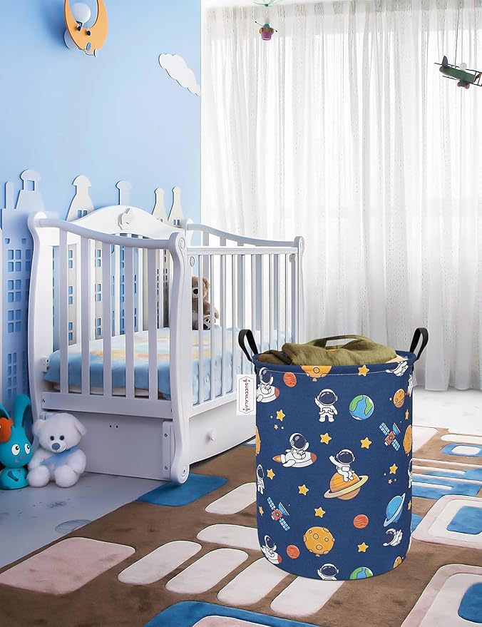 QUEENLALA Large Storage Basket,Laundry Hamper/Bathroom/Home Decor/Collapsible Round Storage Bin,Boys and Girls Hamper/Boxes/C