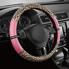 Road Comforts Leopard Steering Wheel Cover for Women, Cute Anti-Slip Microfiber Leather, Universal Fit 14.5-15 Inch Round Ste