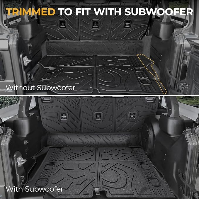 Floor Mats for Jeep Wrangler JL 4XE 4-Door 2021-2025 2026, All Weather Floor Mats Trunk Cargo Liner with Backrest Protectors and Door Sill Guards Accessories, Full Coverage Set