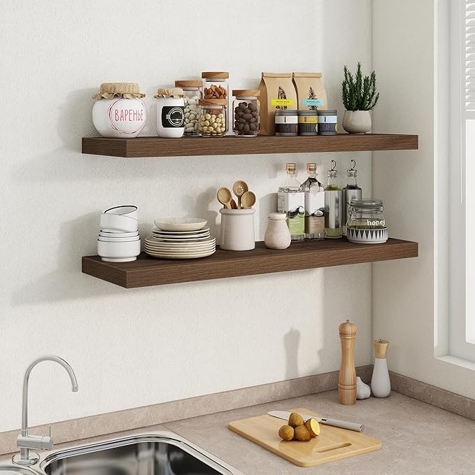 40"W x 9.3"D Floating Shelves for Wall, Wall Mounted Bathroom Shelves 2 Pack Deep Floating Shelf for Bedroom Kitchen Living R