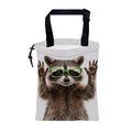 Car Garbage Bag Cute Raccoon Wear Green Glasses Drawstring Car Trash Bag Hanging for Back Seat with Adjustable Buckle Canvas Vehicle Trash Can Easy-to-Install