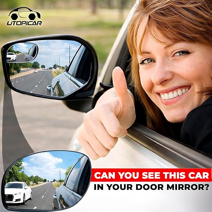 Blind Spot Convex Car Mirror - Rearview Accessories for Car Interior - Automotive Blindspot Mirrors for Larger Image and Improved Traffic Safety (2-Pack)