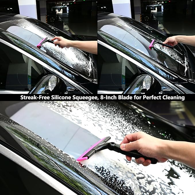 EHDIS 2PCS Flexible 8-Inch Silicone Squeegee Window Tint Tool Auto Water Blade, Shower Squeegee for Car Windshield, Glass, Tiles, and Smooth Surfaces