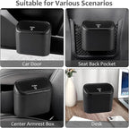 Accmor Car Trash Can with Lid, Mini Vehicle Trash Bin Portable Car Dustbin Garbage Organizer Holder with One Roll Trash Bag, Small Hanging Leakproof Auto Storage Bag Container (Carbon Fiber)