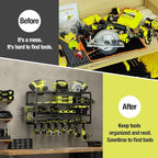 MOOMSINE 4 Layer Power Tool Organizer Wall Mount, Battery Tools Holder with Charging Station Shelf, Cordless Drill Hanger Sto