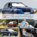 3PCS Car Window Shades Front Windshield Sun Shade Foldable Window Shade Custom Fit for 2018-2024 BMW X3 Accessories Car Shades for Front Windows Anti-UV Rays Block Heat