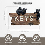 Pine Ridge Bear Key Holder - Decorative Key Hanger for Wall, Black Bear Rustic Key Hooks Organizer for Cabin