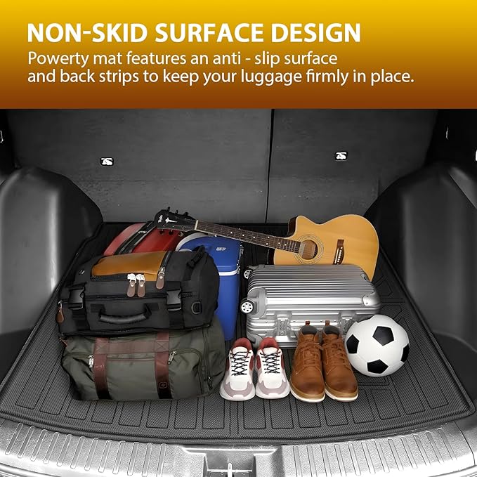 Powerty Floor Mat & Cargo Liner for Honda CRV 2023-2025 2026 (Include Hybrid), All Weather TPE Custom 1st & 2nd Row Floor Liner and Trunk (Upper Positon) Full Set Car Liners, Black