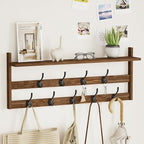 AMBIRD Coat Rack Wall Mount with Shelf, 29" Coat Hooks Wall Mounted with 9 Metal Hooks for Entryway, Bathroom, Bedroom, Livin