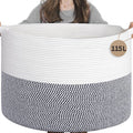 INDRESSME 115L Extra Large Cotton Rope Basket, Blanket Basket for Home Decor Living Room Nursery, Toy Storage Baskets for Kid