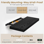 Fun Memories 36 Inch Floating Shelves in Black, 9.3 Inch Deep Floating Shelf for Bathroom Living Room Kitchen, Rusitc Wall Mo